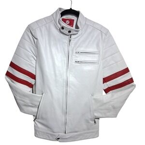 Laverapelle Men's XS Genuine White Lambskin Leather Racer Moto‎ Jacket  
Varsity